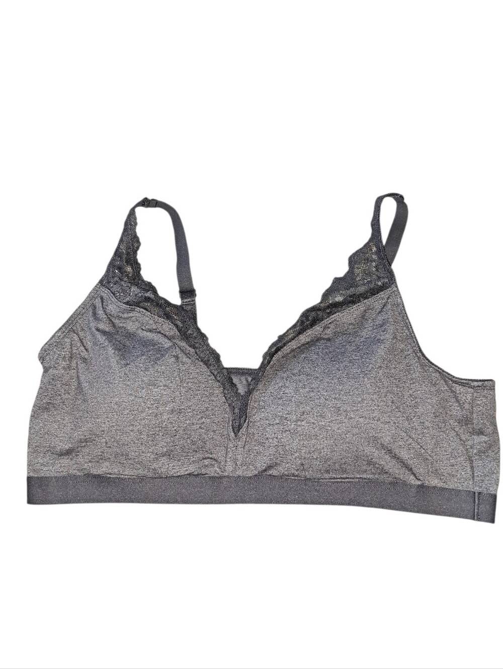 Gray Lace Trim Wireless Padded Bralette